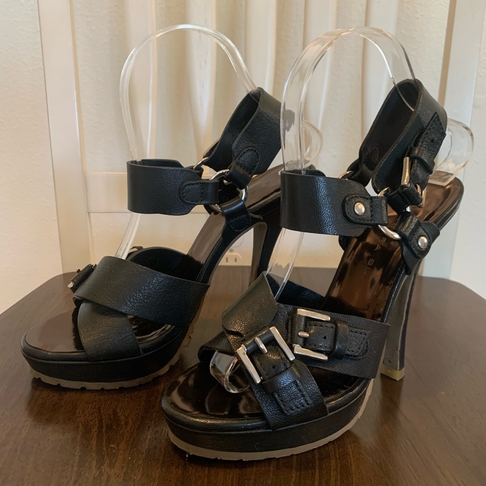 Barbara Bui Black Leather Sandal Heels Size 37 (US 7)